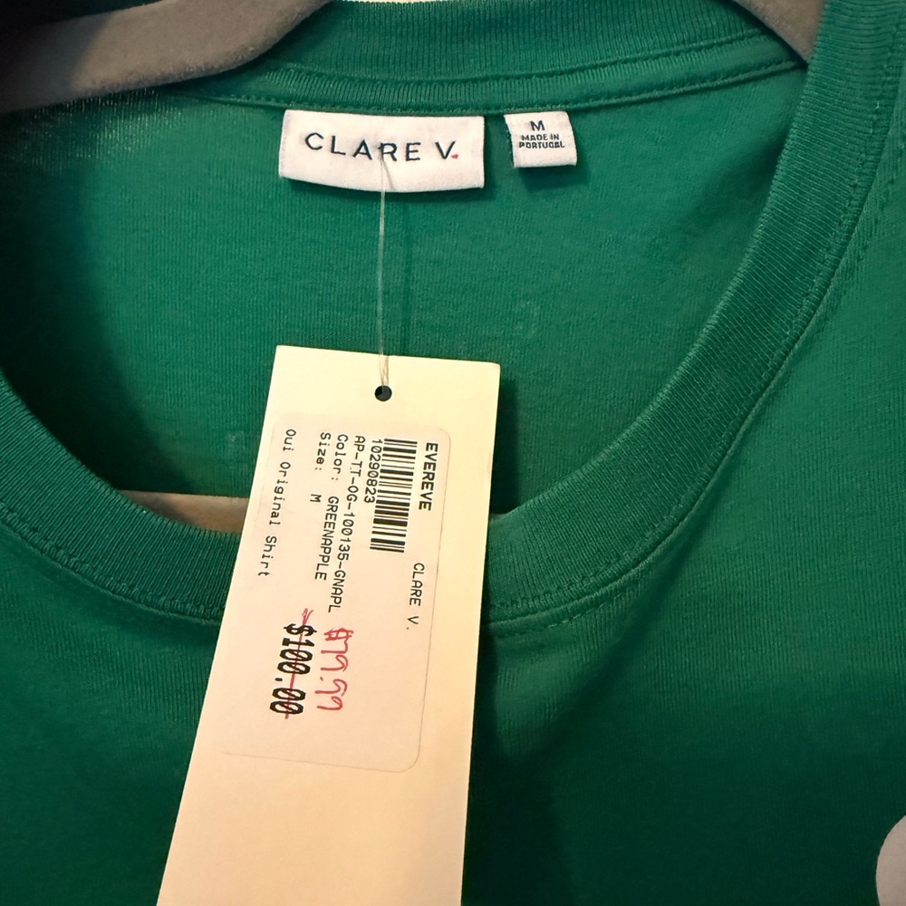 NWT Clare V. Emerald Green Oui Crewneck Tee medium - Picture 2 of 4